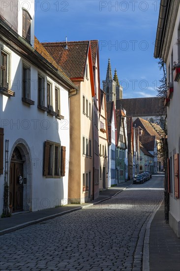 Klingengasse, St Jakob's Church, Rothenburg ob der Tauber, Middle Franconia, Bavaria, Germany,