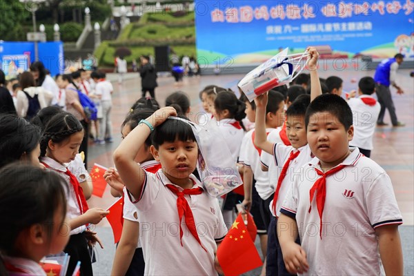 School class in the centre of Chongqing near the museum, the teacher has given his permission for