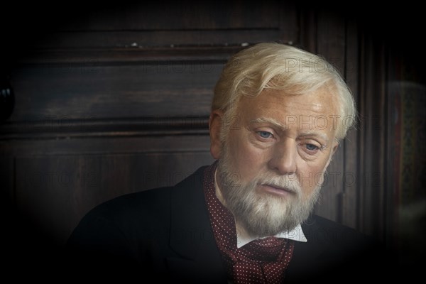 Gustave Eiffel, wax figure in Eiffel's former office at the top of the Eiffel Tower, Paris,