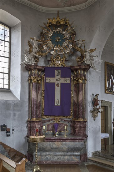 Lenten cloth in front of the left side altar, late 19th century, St John the Baptist, Ochsenfurt