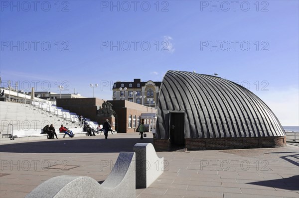Westerland, Sylt, Schleswig-Holstein, Germany, Europe, Modern beach promenade with domed building