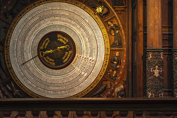 Calendar of the astronomical clock from the 15th century in St Mary's Church in the historic old