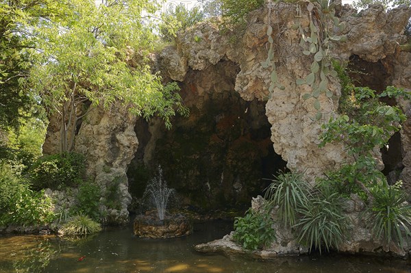 Cave and pond in Le Rocher des Doms park, Avignon, Vaucluse, Provence-Alpes-Cote d'Azur, South of