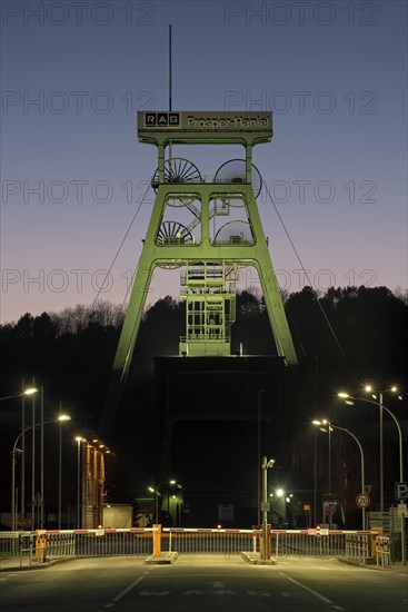 Prosper-Haniel colliery, at the blue hour, winding tower, Bottrop, Ruhr area, North