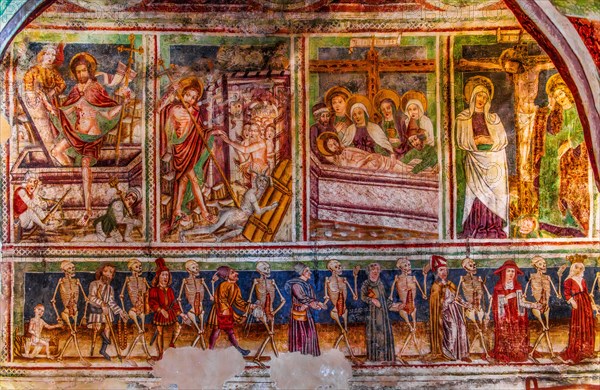 Dance of Death on the south wall, the equality of all people in front of death, Gothic frescoes