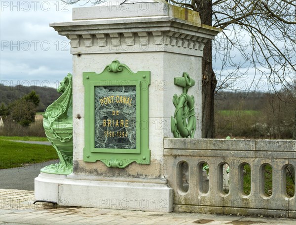Briare, Canal bridge built by Gustave Eiffel, lateral canal to the Loire above the Loire river,