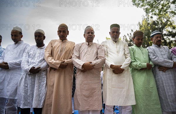 Muslims gather to perform Eid al-Fitr prayer at Eidgah in Guwahati, Assam, India on April 11, 2024.
