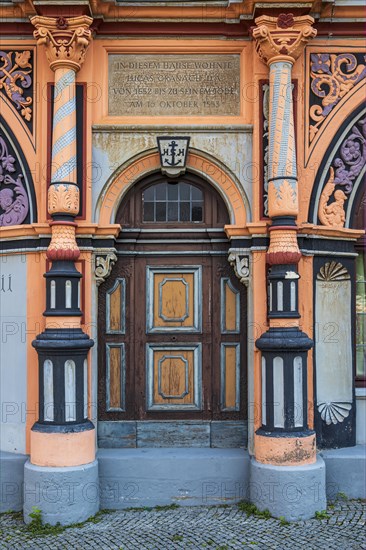 Where Lucas Cranach the Elder once lived, in the Cranach House, a Renaissance building on the