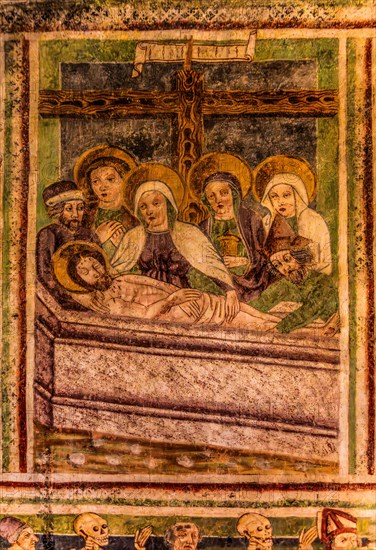 Entombment of Christ, Gothic frescoes from 1490, a highlight of medieval wall painting, by Johannes