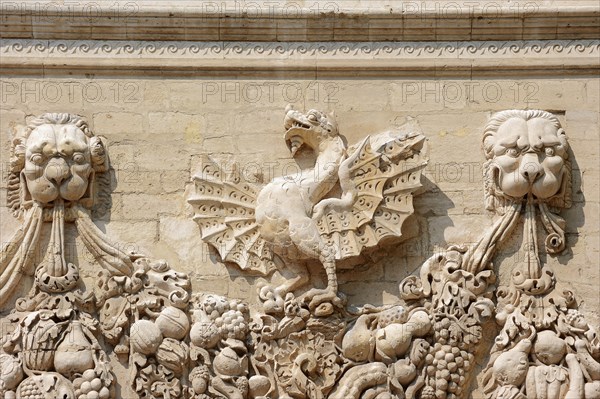 Relief on facade, Hotel des Monnaies, Avignon, Vaucluse, Provence-Alpes-Cote d'Azur, South of