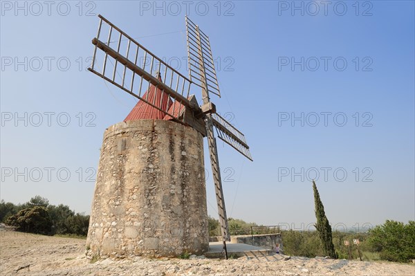 Windmill 'Moulin de Daudet', Fontvieille, Bouches-du-Rhone, Provence-Alpes-Cote d'Azur, South of