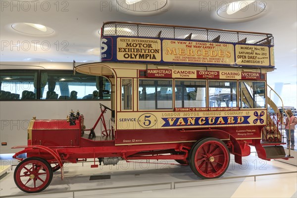 Milnes-Daimler double-decker bus, in service in London since 1904, Mercedes-Benz Museum, Stuttgart,
