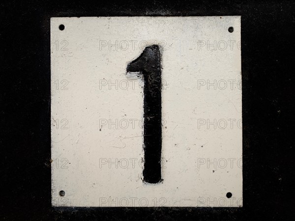House number sign, Number 1, Number, Anniversary, Birthday, North Rhine-Westphalia, Germany, Europe