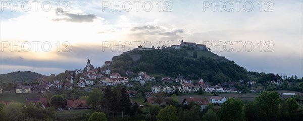 Evening sun over Riegersburg Castle, Riegersburg, Styrian volcanic region, Styria, Austria, Europe