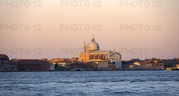 Church Chiesa del Santissimo Redentore on the island of Guidecca at sunrise, view over the Guidecca