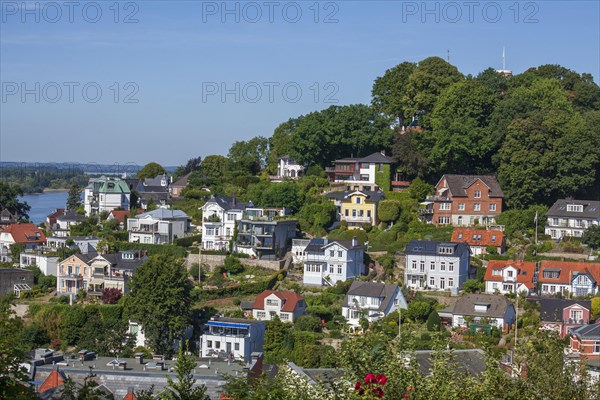 Suellberg with villas in the Treppenviertel, residential building, Blankenese district, Hamburg,