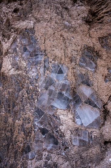 Salt crystals bound in rock, Valle de la Luna, San Pedro de Atacama, Antofagasta, Chile, South