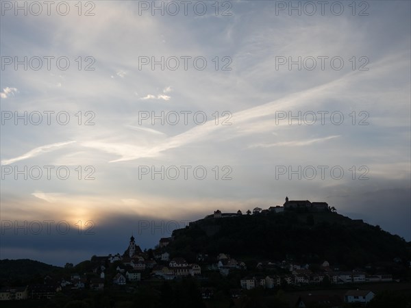 Evening sun over Riegersburg Castle, Riegersburg, Styrian volcanic region, Styria, Austria, Europe