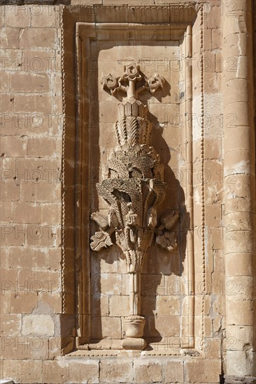 Ishak Pasha palace, Bas relief in the second courtyard, Dogubayazit, Turkey, Asia