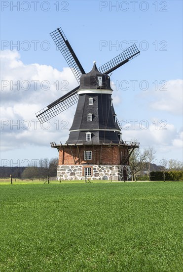 Dutch type windmill built in 1864 in Krageholm, Ystad municipality, Scania, Sweden, Scandinavia,