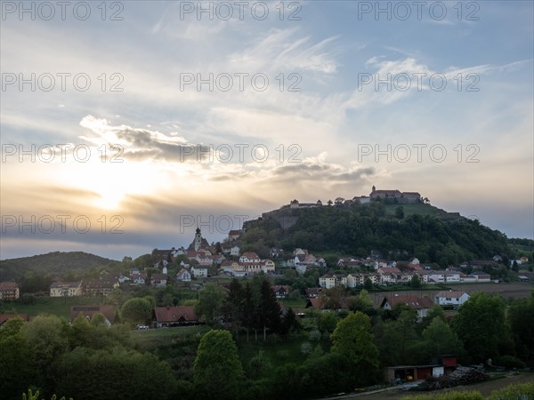 Evening sun over Riegersburg Castle, Riegersburg, Styrian volcanic region, Styria, Austria, Europe