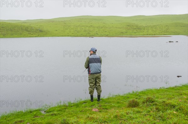 Black bass fisherman fishing, Cambara do sul, Rio Grande do sul, Brazil, South America