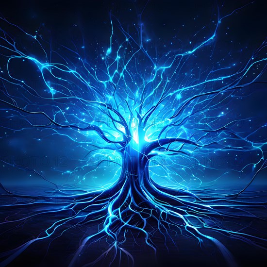 AI generated neuronal network sprawled across the canvas interconnections symbolizing synapses on a