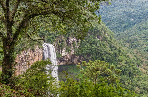 Beautiful view of Caracol Waterfall (Snail Waterfall), Canela- Rio Grande do Sul, Brazil, South