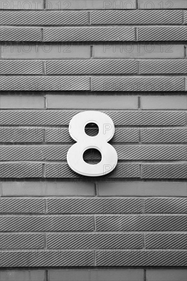 House number plate, number 8, digit, anniversary, birthday, North Rhine-Westphalia, Germany, Europe