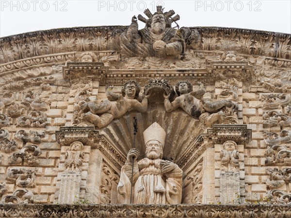 Relief of St Nicholas of Bari on the facade of San Nicola Cathedral, Cattedrale Turritana Sassari,