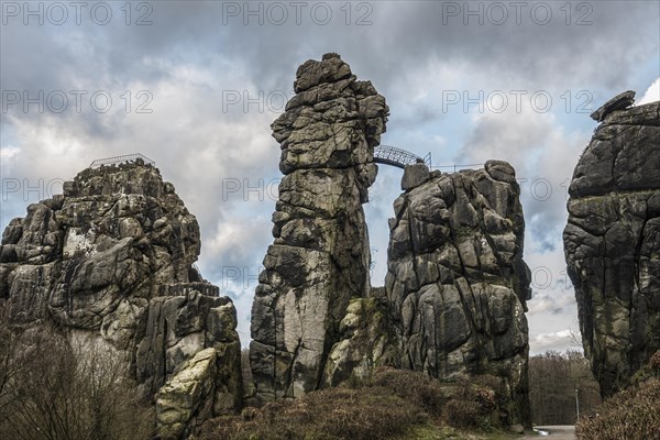 Externsteine, sandstone formation, Teutoburg Forest, Horn-Bad Meinberg, North Rhine-Westphalia,
