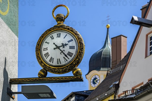Nose shield in the shape of a pocket watch, Kaufbeuern, Allgaeu, Swabia, Bavaria, Germany, Europe