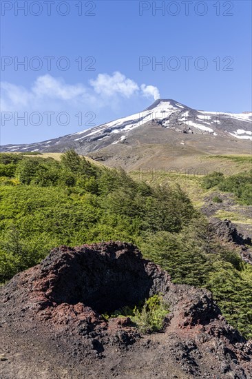 Traces of a gas eruption beneath cooling lava, Villarrica Volcano, Villarrica National Park,