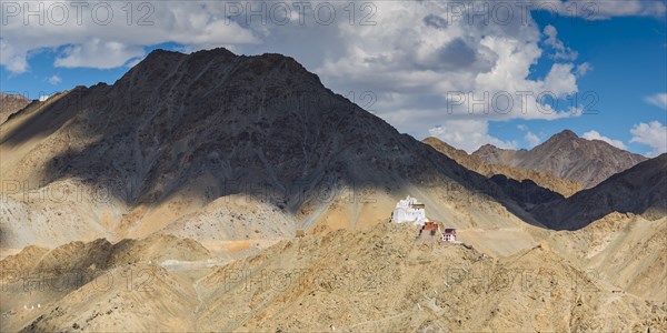 The Namgyal Tsemo Gompa monastery on Tsenmo Hill, a viewpoint over Leh, Ladakh, Jammu and Kashmir,