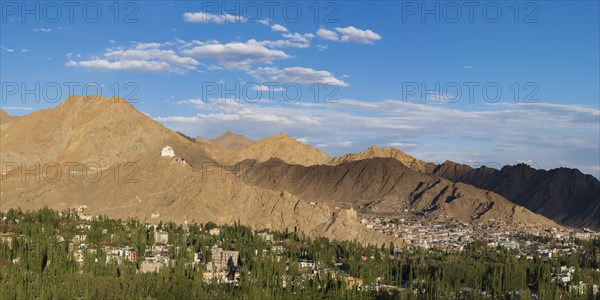 The Namgyal Tsemo Gompa monastery on Tsenmo Hill, a viewpoint over Leh, Ladakh, Jammu and Kashmir,