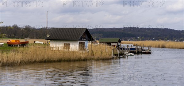 Landscape at the ferry house of the connecting canal Baabe-Selin-Moritzdorf, Seliner See, Ruegen,