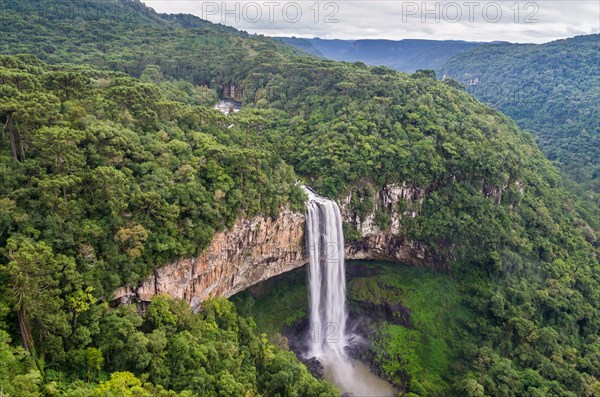 Beautiful view of Caracol Waterfall (Snail Waterfall), Canela- Rio Grande do Sul, Brazil, South