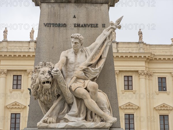 Monument Vittorio Emanuele II, detail, Piazza Italia, Sassari, Sardinia, Italy, Europe