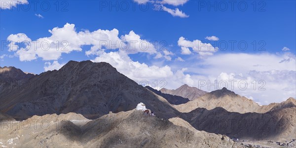 The Namgyal Tsemo Gompa monastery on Tsenmo Hill, a viewpoint over Leh, Ladakh, Jammu and Kashmir,