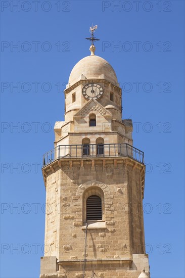 The Benedictine Dormition Abbey bell tower, Mount Zion, Old City of Jerusalem, Israel, Asia