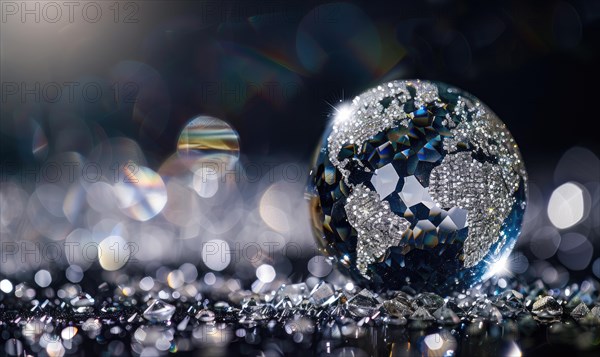 Natural gemstone sphere formed earth globe AI generated