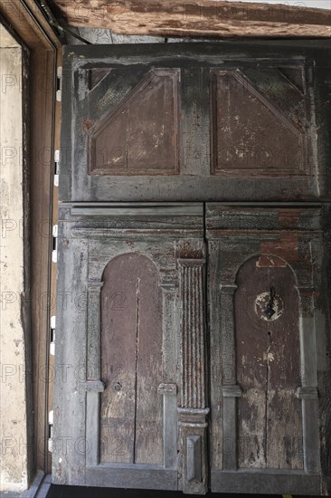 Half-timbered museum, front door, Schmalkalden, Thuringia, Germany, Europe