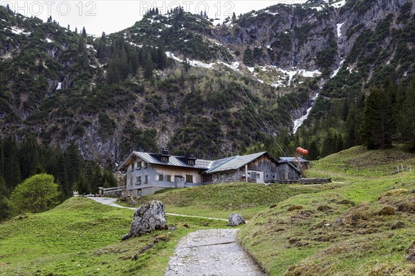 Hintere Gemstel-Huette, Gemsteltal, Mittelberg, Kleinwalsertal, Vorarlberg, Allgaeu Alps, Austria,