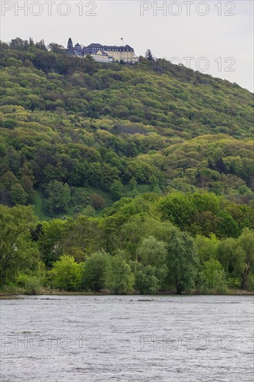 Petersberg overlooking the Rhine with Steigenberger Hotel, Koenigswinter, North Rhine-Westphalia,