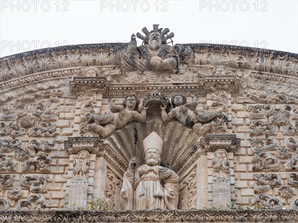 Relief of St Nicholas of Bari on the facade of San Nicola Cathedral, Cattedrale Turritana Sassari,