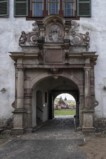 Wilhelmsburg Castle, entrance gate, Schmalkalden, Thuringia, Germany, Europe