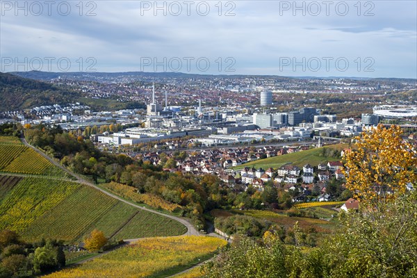 View of the Daimler Untertuerkheim plant, Untertuerkheim in the foreground, Stuttgart,
