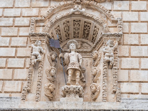 Relief on the facade of San Nicola Cathedral, Cattedrale Turritana Sassari, Sardinia, Italy, Europe