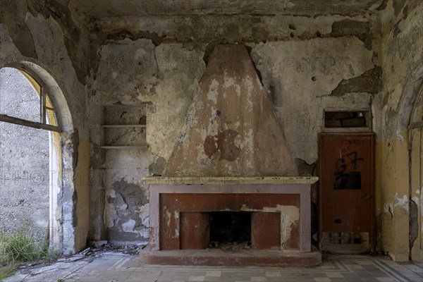 Ruined arcade building, Eleousa, Lost Place, Rhodes, Greece, Europe