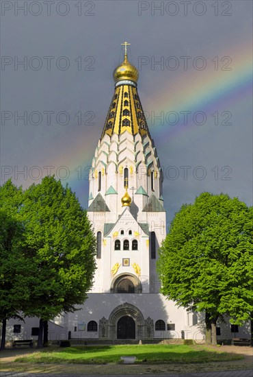 Rainbow over the Russian Memorial Church, St Alexi Memorial Church commemorating the Battle of